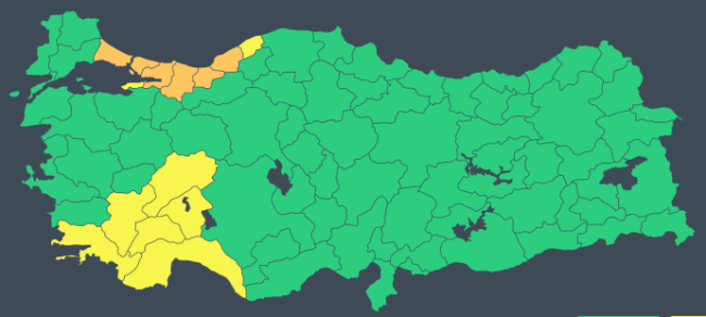 13 il için ‘sarı’ ve ‘turuncu’ uyarı: Kuvvetli yağışa dikkat